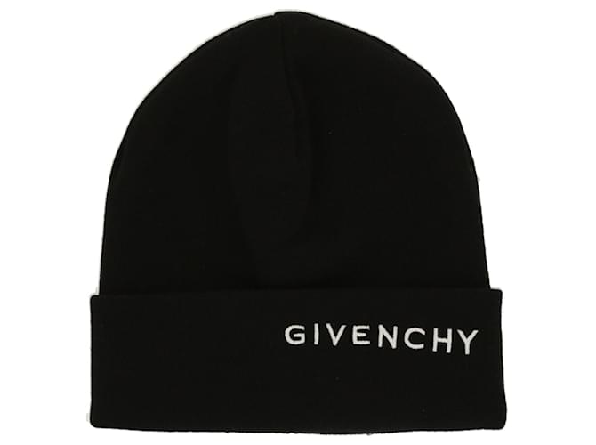 Bonnet en laine à logo brodé Givenchy Noir  ref.627248